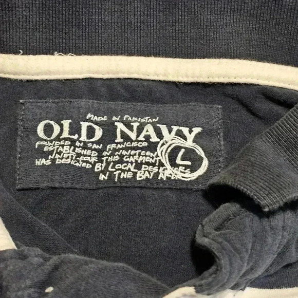 Nautica Navy Blue and White Striped Polo Shirt - Picture 2 of 6